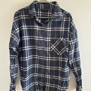 Brandy Melville Dark Blue and White Plaid Shirt